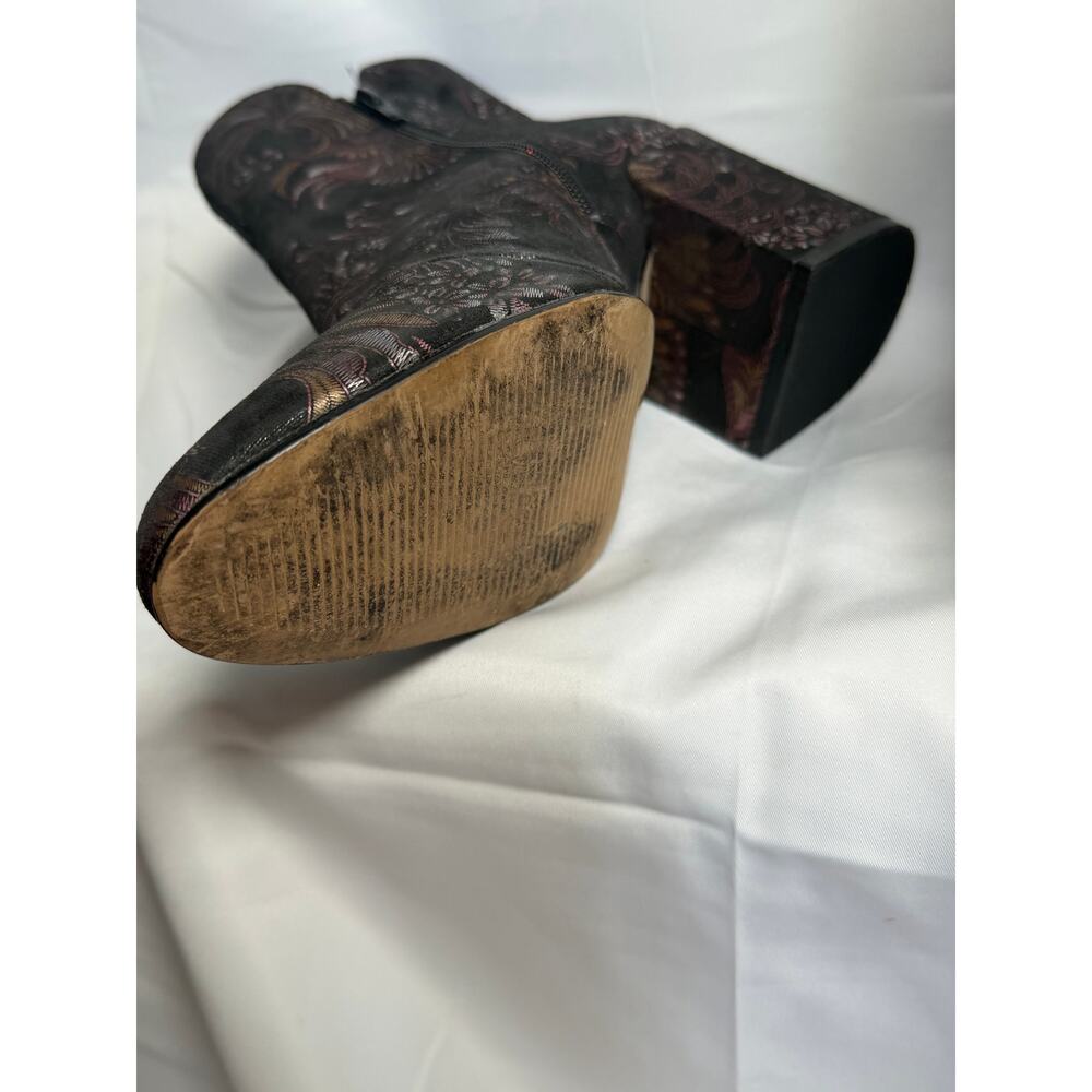 ALDO Metallic Brocade Chunky Ankle Booties Unique Paisley Purple 60s size 7 - Picture 7 of 10